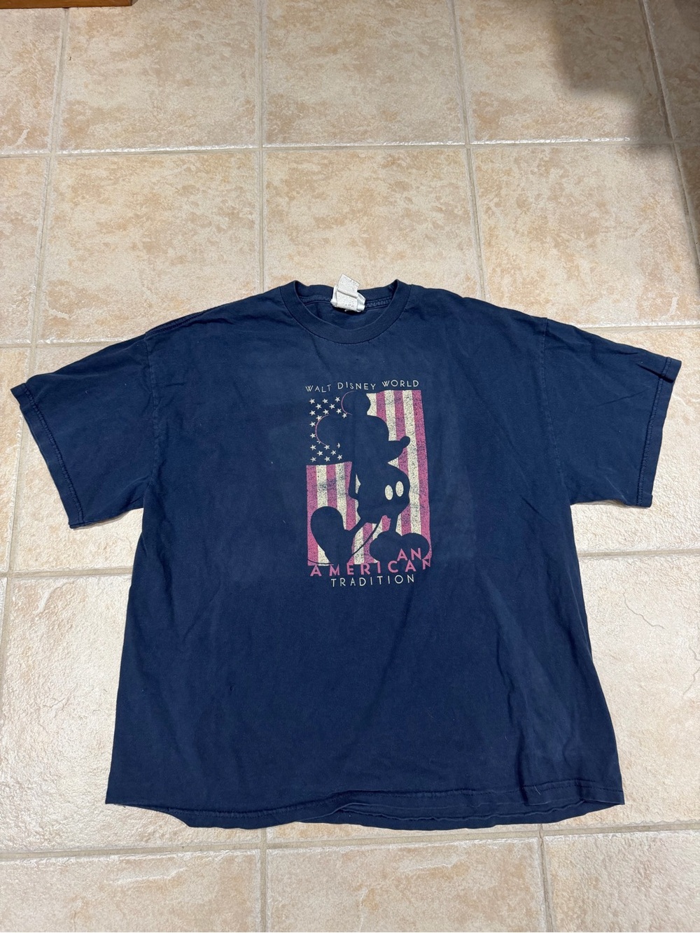 Vtg Mickey Mouse Shirt Medium Walt Disney World American Tradition Flag Size XL